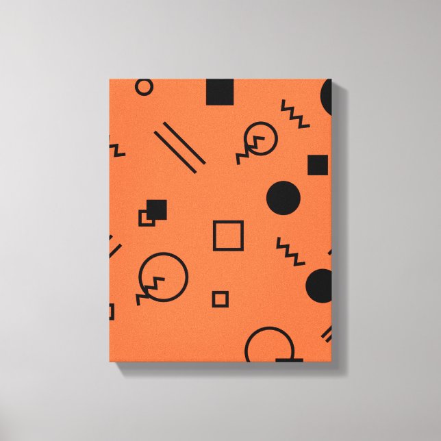 Toile Orange, fun, trendy, geometric Memphis graphic (Recto)