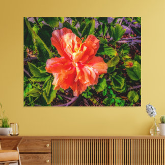 Toile Orange Hibiscus Beauté