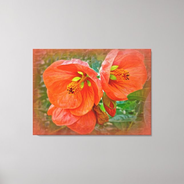 Toile Orange Hibiscus Fleurs (Recto)