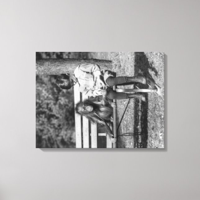 Toile Orangutan et garçon dans le zoo national (Recto)