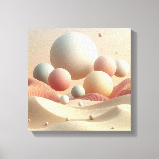 Toile Orbes Flottantes Au-Dessus d'un Désert Abstrait Mi (Recto)