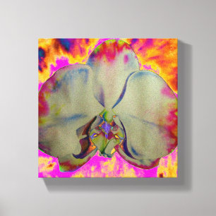 Toile Orchidée de feu, abstraite aquarelle vive florale