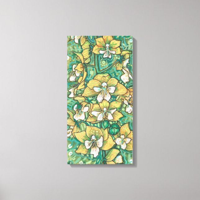Toile Orchidée Jaune Fleurs tropicales Peinture Florale (Recto)