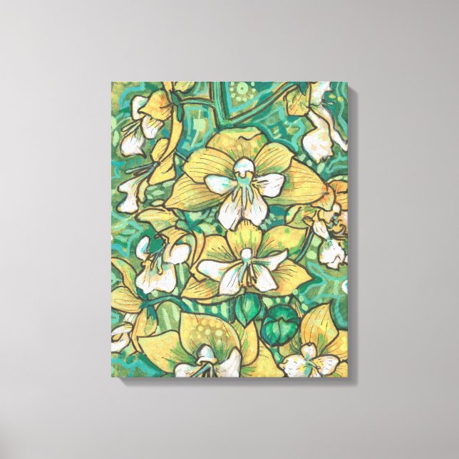 Toile Orchidée Jaune Fleurs tropicales Peinture Florale (Recto)
