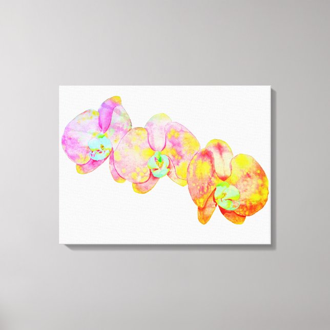 Toile Orchidées des Caraïbes, fleurs d'aquarelle tropica (Recto)