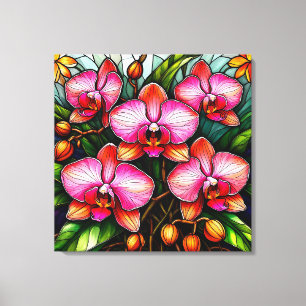Toile Orchidées roses vibrantes dans une œuvre d'art en 