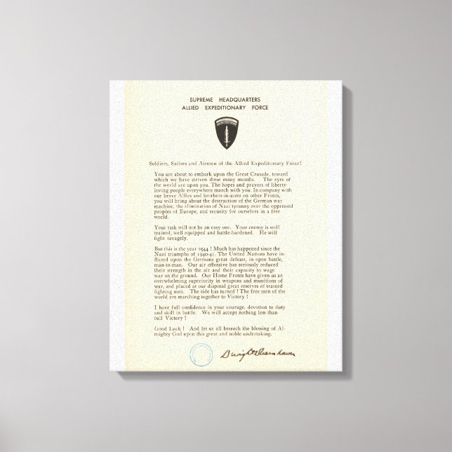 Toile Ordre du jour de Dwight D. Eisenhower (1944) (Recto)