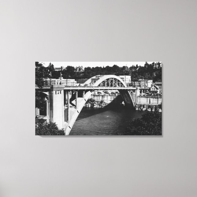 Toile Oregon City, OU pont routier sur Willamette (Recto)
