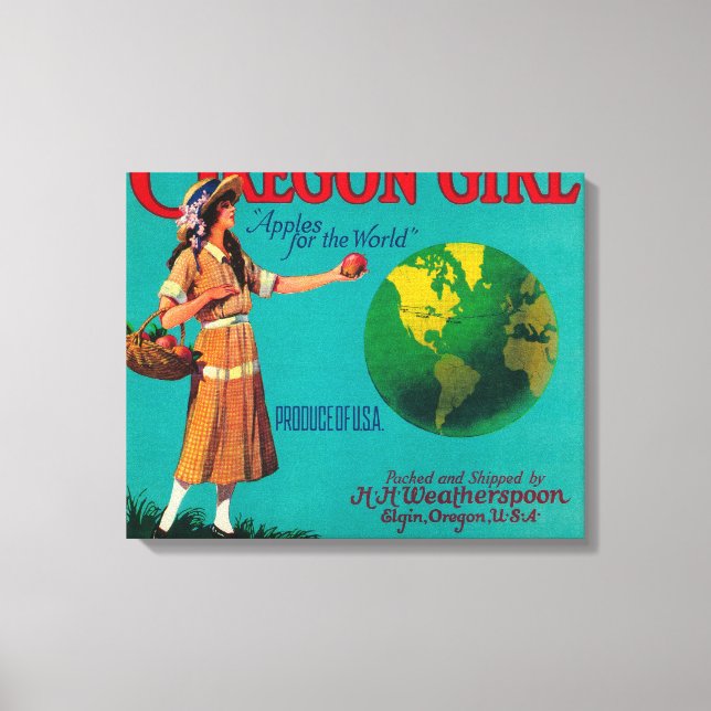 Toile Oregon Girl Apple Crate LabelElgin, OU (Recto)