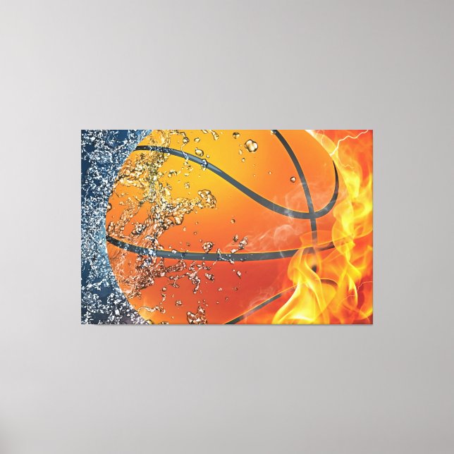 Toile oreiller de basketball en feu (Recto)