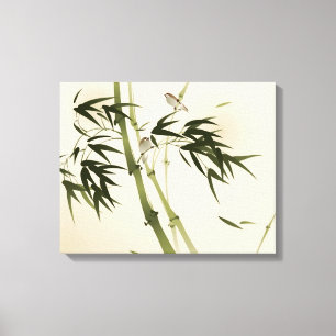 Toile Oriental painting, bamboo branches
