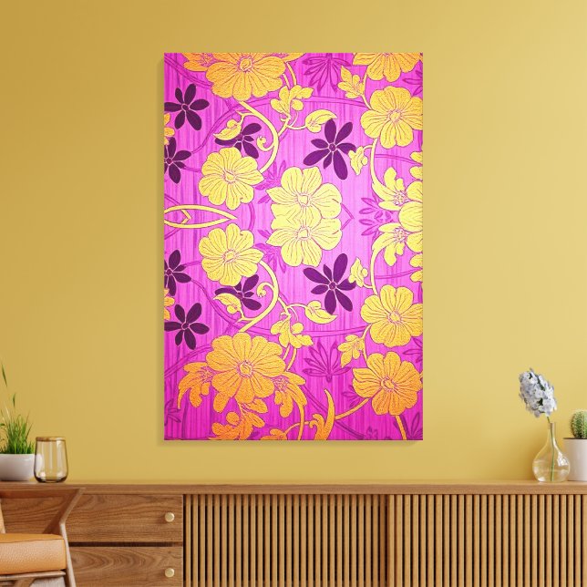 Toile ORIENTAL Pink Golden Pattern - Wrapped Canvas (Insitu(Salon))