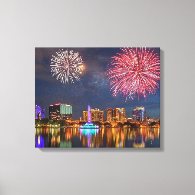 Toile Orlando Florida Lake Eola Fireworks & Fontaine (Recto)