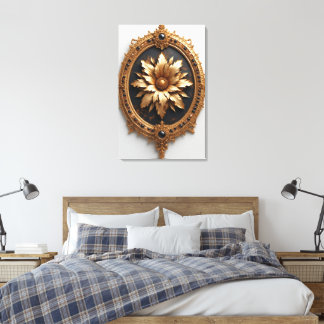 Toile Ornate Gold Frame With Large Metallic Flower Medal