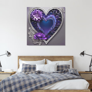 Toile Ornate sapphire & amethyst heart fantasy AI art 