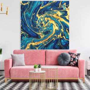 Toile Orpailleur Acrylique Abstraite Bleu Profond de Mer