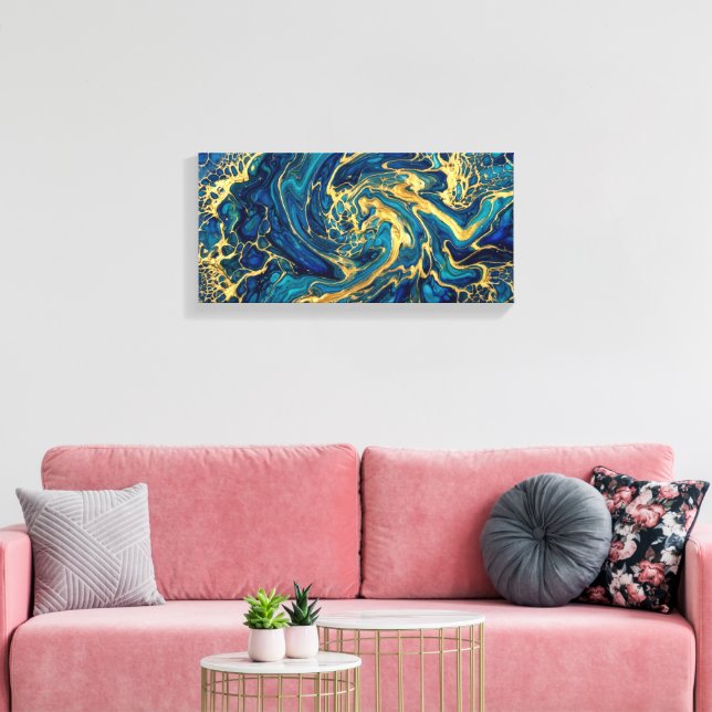 Toile Orpailleur Acrylique Abstraite Bleu Profond de Mer (Insitu(Salon))