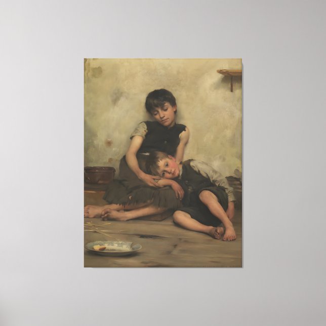 Toile "Orphelins" par Thomas Kennington (1885) - Londres (Recto)