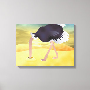 Toile Ostrich De Dessin Avec Tête Dans Le Sable