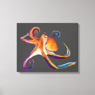 Toile Otopus vie marine aquarelle art