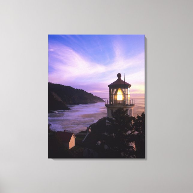 Toile OU, côte de l'Oregon, phare de Heceta Head, sur (Recto)