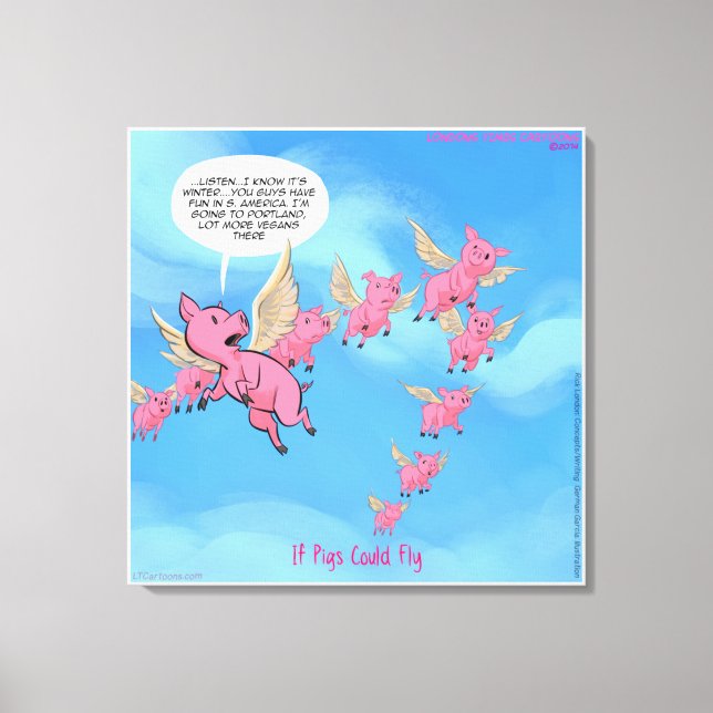 Toile Où les cochons volent drôle Cartoon Végétalien Imp (Recto)