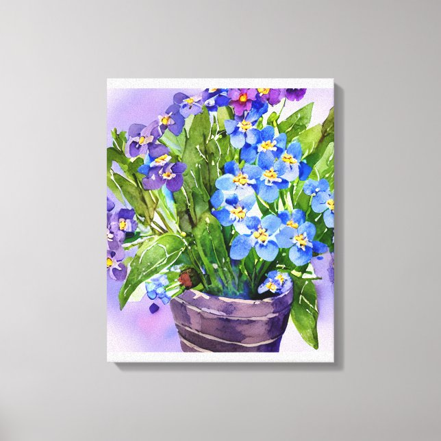 Toile Oubliez-moi pas l'aquarelle florale bleue (Recto)