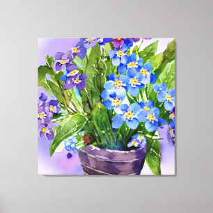 Toile Oubliez-moi pas l'aquarelle florale bleue