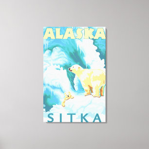 Toile Ours blancs et CUB - Sitka, Alaska