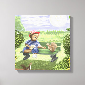 Toile Ours Cartographie alimentation écureuil ÉtirementT