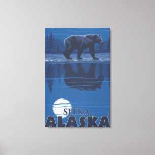 Toile Ours dans le clair de lune - Sitka, Alaska