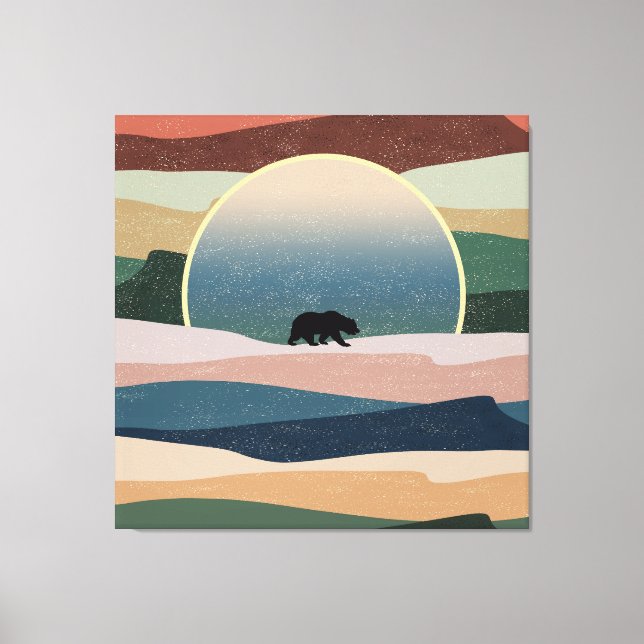 TOILE OURS DANS LE DÉSERT AU SOLEIL COUCHANT (Recto)