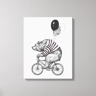 Toile Ours de bicyclette de ballon