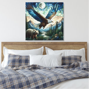 Toile Ours et aigle en mosaïque dans les montagnes Ai Ar