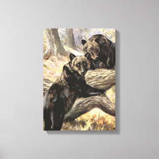 Toile Ours Grizzly par CE Swan, Animaux de la Forêt Vint