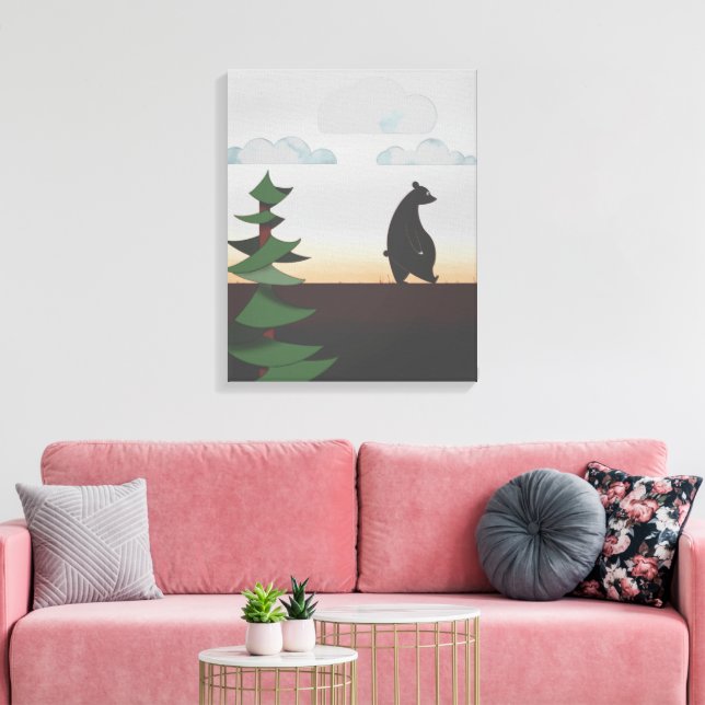 Toile Ours marchant au coucher du soleil (Insitu(Salon))