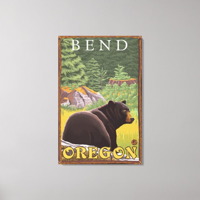 Toile Ours noir en forêt - Pente, Oregon (Recto)