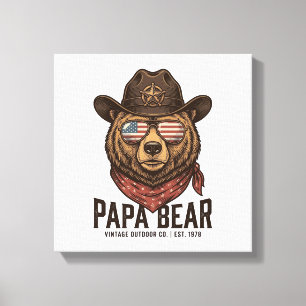 Toile Ours Papa Ours Cowboy Patriotique Vintage Vector D