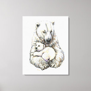 Toile Ours Polaire Et Ourson