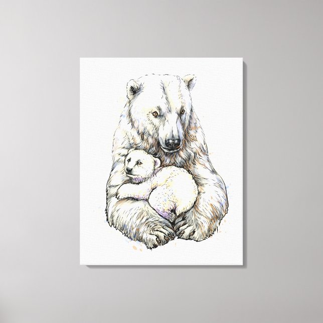 Toile Ours Polaire Et Ourson (Recto)