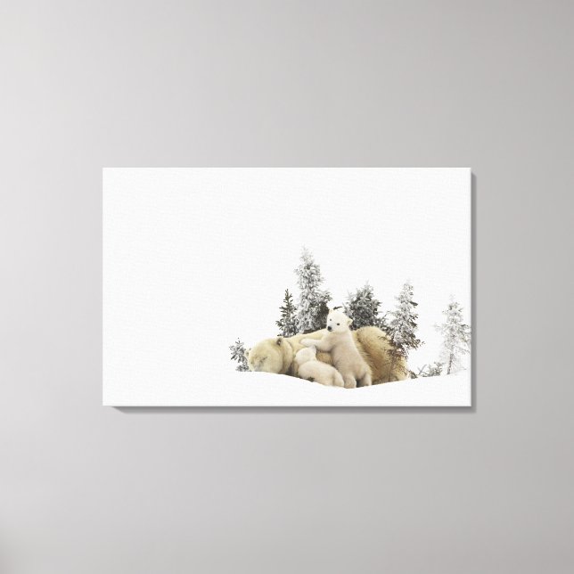 Toile Ours polaire Mère et ses petits dans Wapusk Park (Recto)