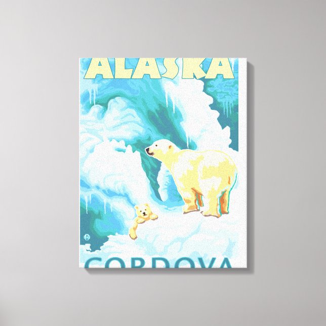 Toile Ours polaires & Cub - Cordova, Alaska (Recto)