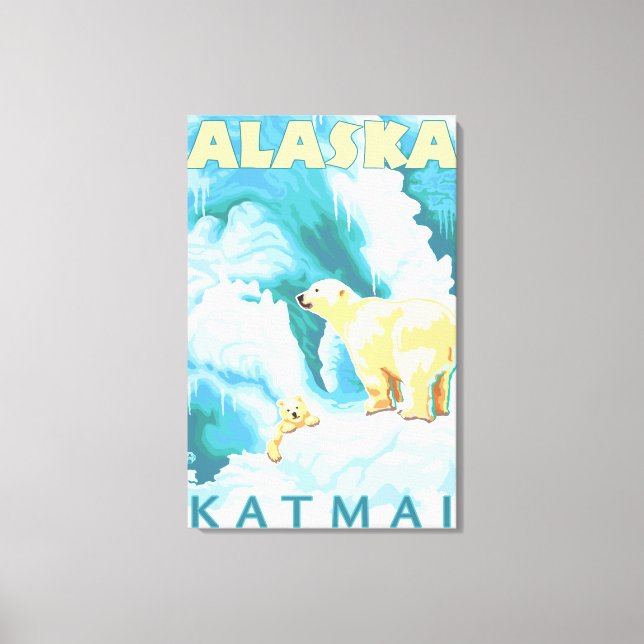 Toile Ours polaires & Cub - Katmai, Alaska (Recto)