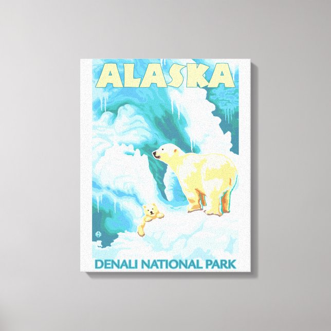 Toile Ours polaires & Cub - Parc national de Denali, Ala (Recto)