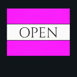 Toile OUVERT Sportif Amusant Lumineux Tropical Rose Blan<br><div class="desc">Ce design amusant et nostalgique présente du texte OUVERT à l'intérieur d'une large bande blanche centrale surmontée de rayures noires contre une large bande arrière - plan tropicale rose vif. Le texte peut être personnalisé.</div>