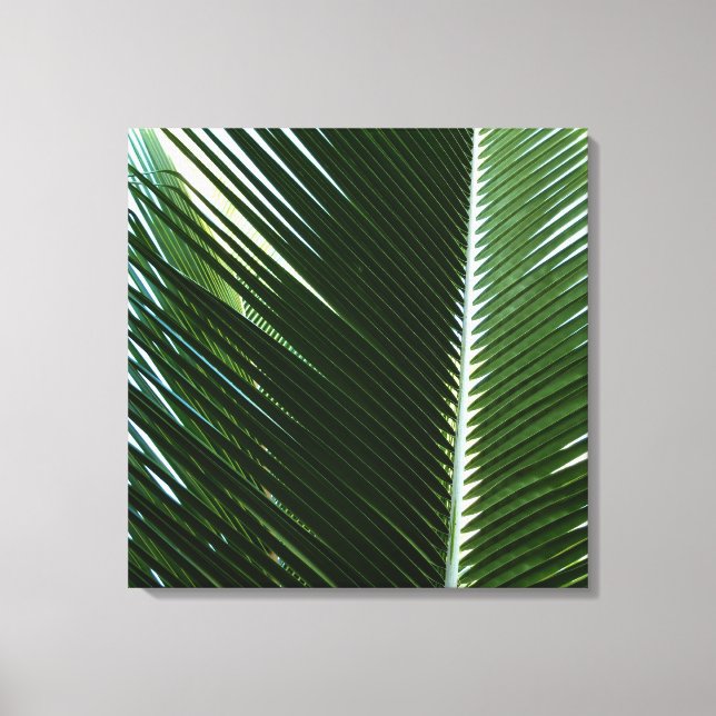 Toile Overlapping Palm Fronds Tropical Green Abstract (Recto)