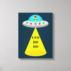 Toile OVNI de Noël Ho Ho Alien soucoupe volante