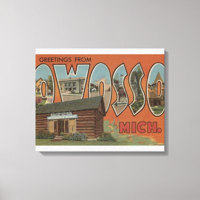 Toile Owosso, Michigan - Scènes de grandes lettres (Recto)