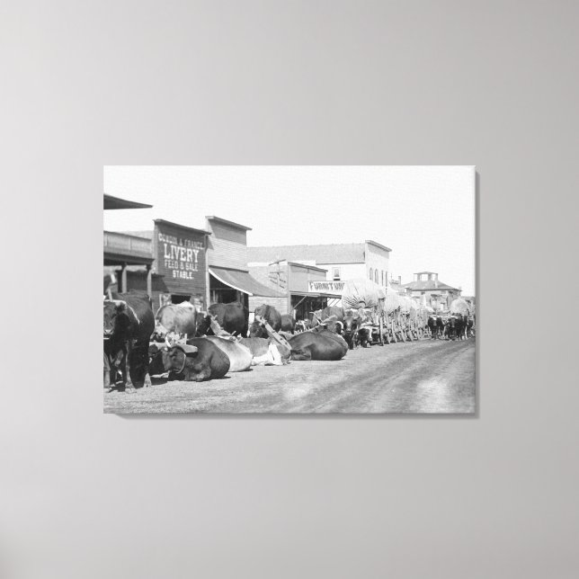 Toile Ox Teams le long de Main Street of Sturgis Photogr (Recto)