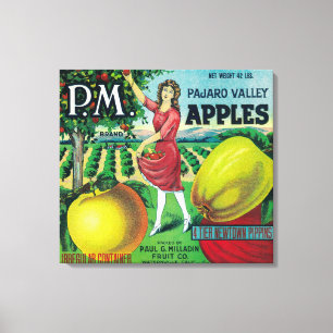 Toile P.M. Caisse LabelWatsonville, CA d'Apple